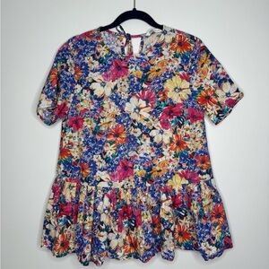 Zara floral peplum top size small